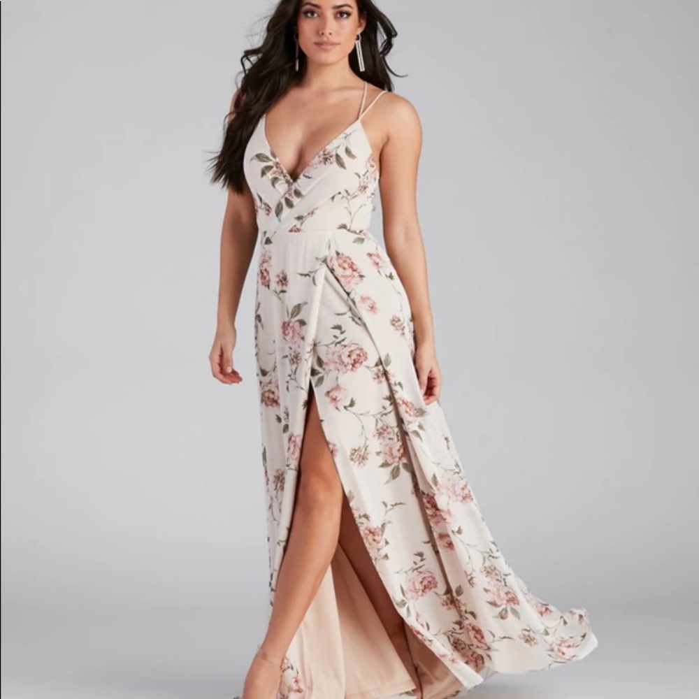 Floral chiffon wrap dress